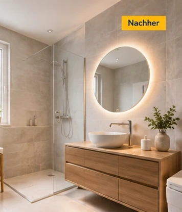 Fertig saniertes Badezimmer als Nachher-Dokumentation
