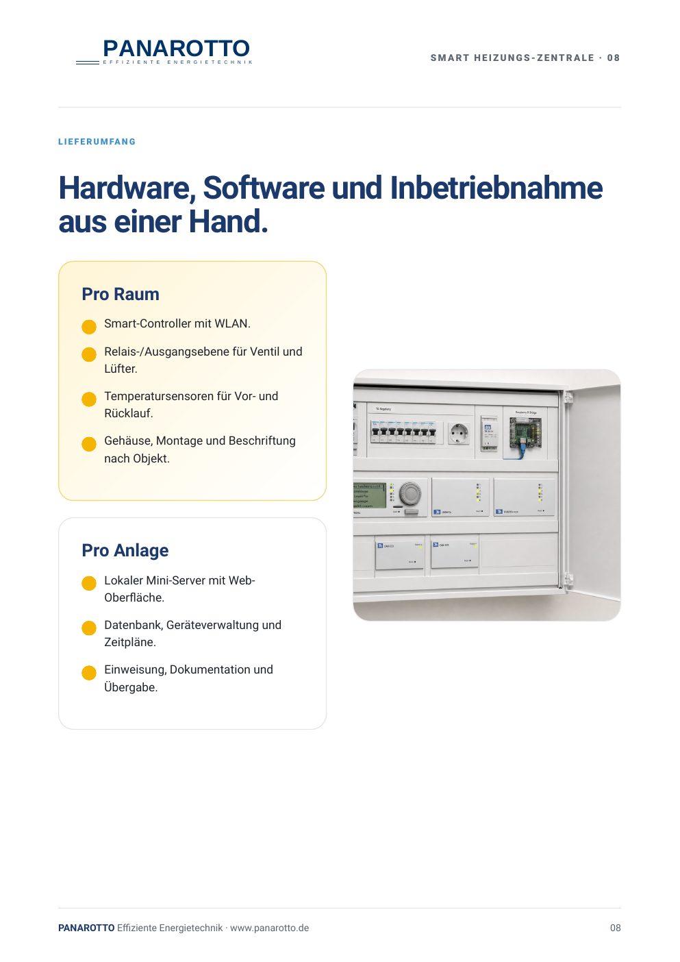 Lieferumfang Smart Heizungs-Zentrale mit Hardware, Software und Inbetriebnahme